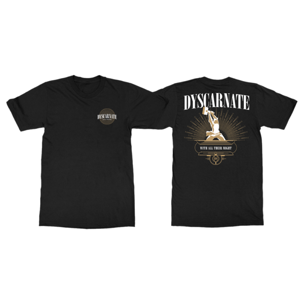 Dyscarnate-WithAllTheirMight-White-Logo-Tee-Together
